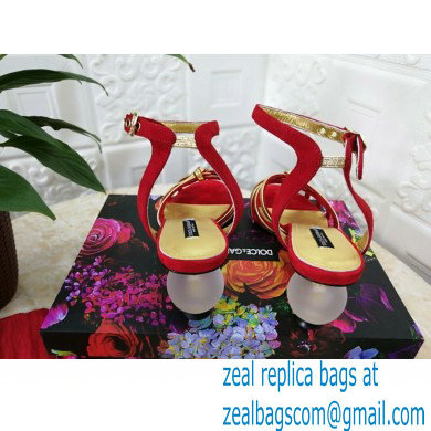 Dolce  &  Gabbana Spherical Acrylic Heel 6.5cm Suede Sandals Red 2021